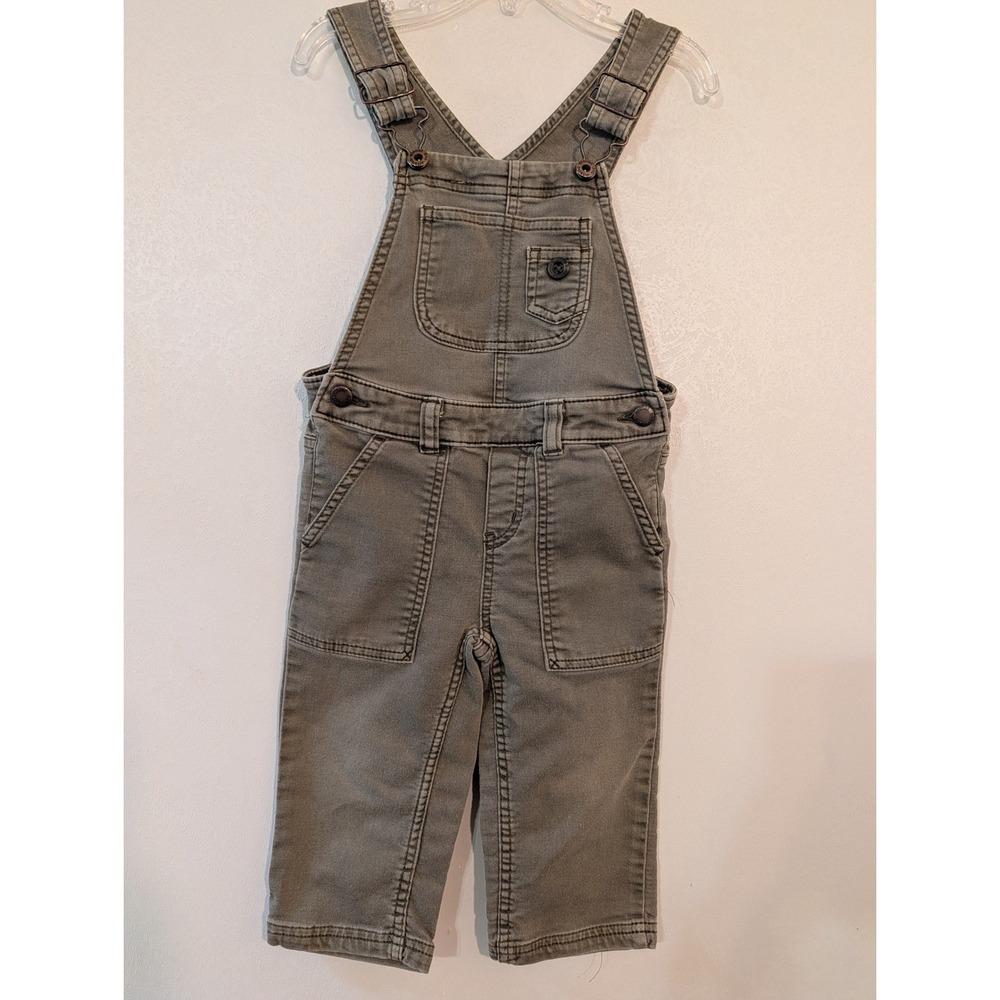 Genuine Kids from OshKosh Toddler Boys Olive Green Denim Overalls Size 2T